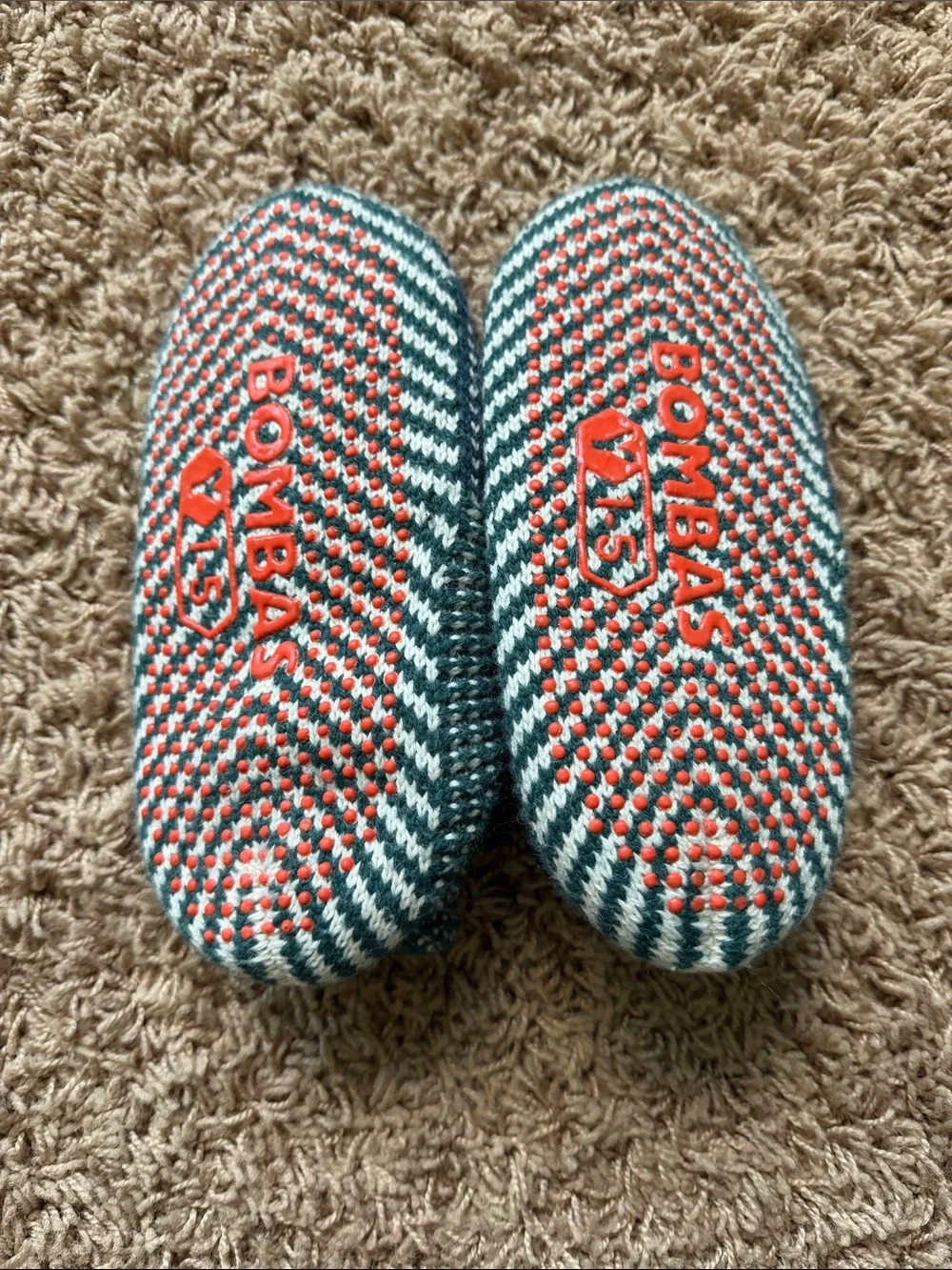 Bombas Kids Knit Slip-On Socks - Teal & White